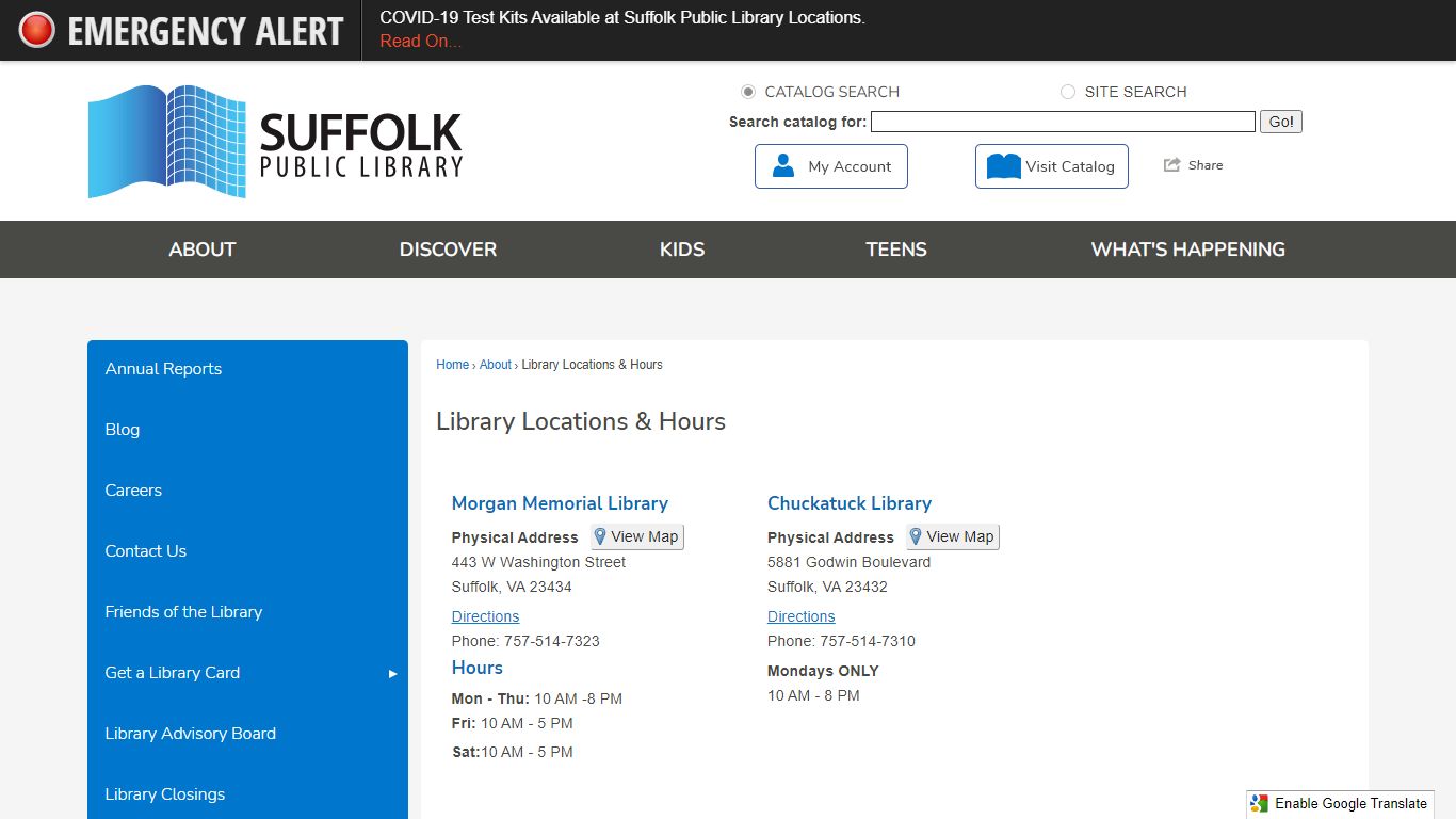 Library Locations & Hours | Suffolk Library, VA